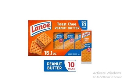 Lance ToastChee Peanut Butter Sandwich Crackers, 10 Pack (6 Sandwiches per Pack)