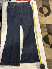 SPANX Everywear Flare Denim Jeans Women's P L Raw Indigo Dark Wash Tummy Tamer