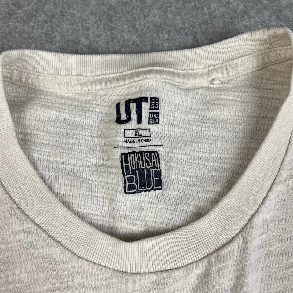 Футболка Uniqlo большая хокусай синяя UT японские лодки озерный город карман графика - Изображение 3 из 4