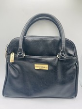 BUENO 52261 Black Faux Leather Handbag 4 Zip Pockets Gold Tone Hardware