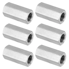 6Pcs M10 x 1.25-Pitch 30mm Length 304 Stainless Steel Hex Coupling Nut Connector