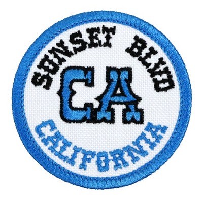 Sunset Blvd California Embroidered Patch White/Aqua Iron-On Sew-On Backpack Hat