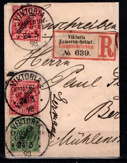 Dt. Kolonien Kamerun Mi Bf.stück mit Mi 2 2xMi 3a Einschr.Zettel 639/Mi€ >100