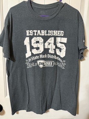Tri-State Truck Center T-Shirt Size Large Grey Mack Distributors 1945