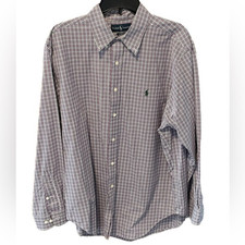 Ralph Lauren Polo Classic Fit Purple and Green Check Button Down Men s 17 34/35