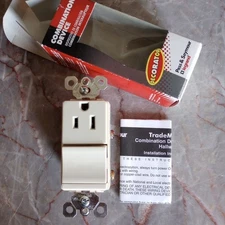 P&S Pass Decorator Combination Single Switch 15A Outlet Light Almond TM818-LACC6