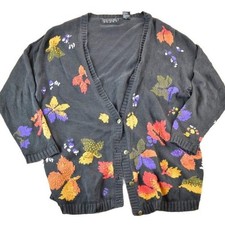 Vintage 1990s Claus Sport Knit Abstract Pattern Cardigan Sweater Mens M