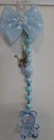 *new*blue boys  pram charm with Blue Beads With blue Bow With silver pram on it 