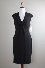 LAUREN RALPH LAUREN NWT $124 Vintage Solid Black Slinky Knotted Dress Size XL