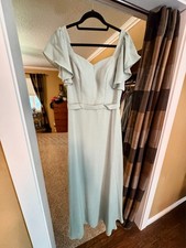 JJ's House Ondina Sage Green A-line Ruffle Chiffon Long Dress sz US 6