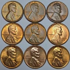 9 Lincoln Wheat Cents Uncirculated/Toned All Different Dates! (Lot#25)