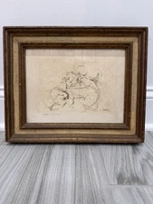 EDNA HIBEL - Vintage Framed Etching - Mother & Baby - State Proof