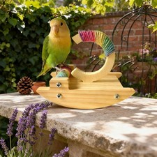 Bird Perch Stand Rocking Parakeet Toy Exercise Interactive Wood Portable