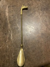 Vintage Solid Brass Shoe Horn With A Horse Head Handle