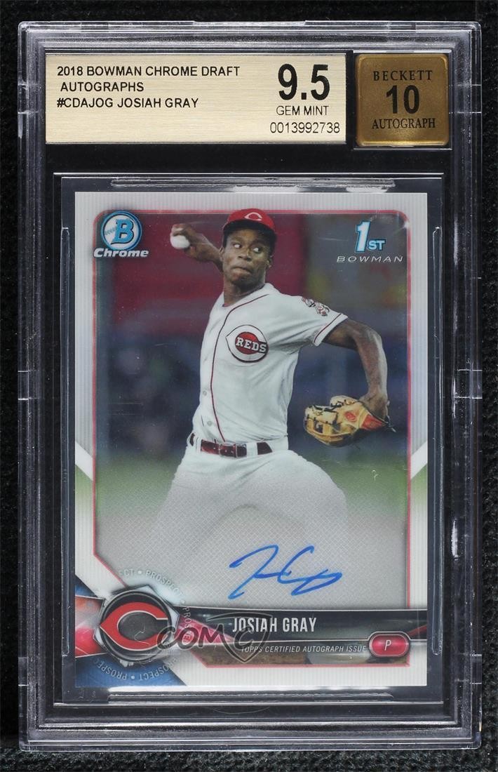 2018 Bowman Draft Chrome Pick Josiah Gray #CDA-JOG BGS 9.5 GEM MINT Auto 0nr3