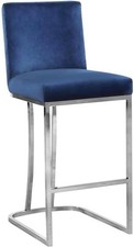 Meridian Furniture Heidi 26" H Velvet Counter Stool Navy Navy Chrome unspecified