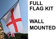 Wall Mounted Flag Pole Kit with ENGLAND Flag, Wall Mount and Spinning 6ft Pole