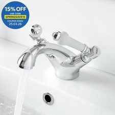 Traditional Basin Mixer Tap Sink Bathroom Monobloc Chrome Ceramic Lever Handles
