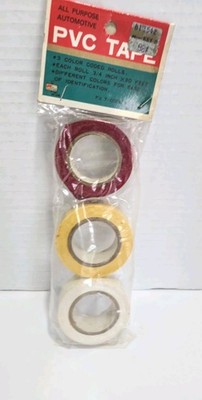 Vintage KMART NOS PVC Tape All Purpose Automotive 3 Multi Colors Taiwan Prop 