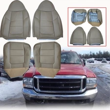 Front Driver passenger Bottoms & Tops Leather Covers For 2001 Ford F250 Lariat