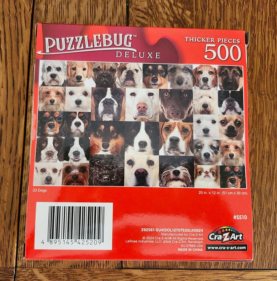 Puzzlebug Deluxe *33 Puppy Dog Faces* 500 piece Jigsaw Puzzle 20x12 - NEW! - Image 2 of 3
