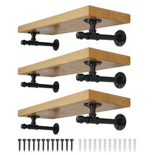 6 Pack Pipe Shelf Brackets 8 inches, DIY Industrial Floating Shelf Brackets H...