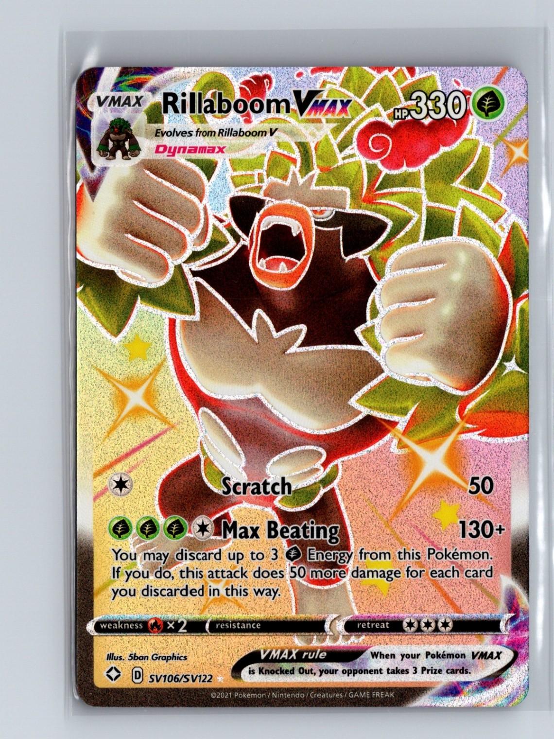 Rillaboom VMAX Shiny Holo Rare Shining Fates: Shiny Vault SV106/SV122 NM