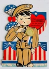 Vintage Valentine Card, Patriotic WW2 Military Army Soldier with applique'