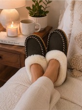 Natural Reflections Women s Faux Fur Moccasin Slippers Brown Size 7