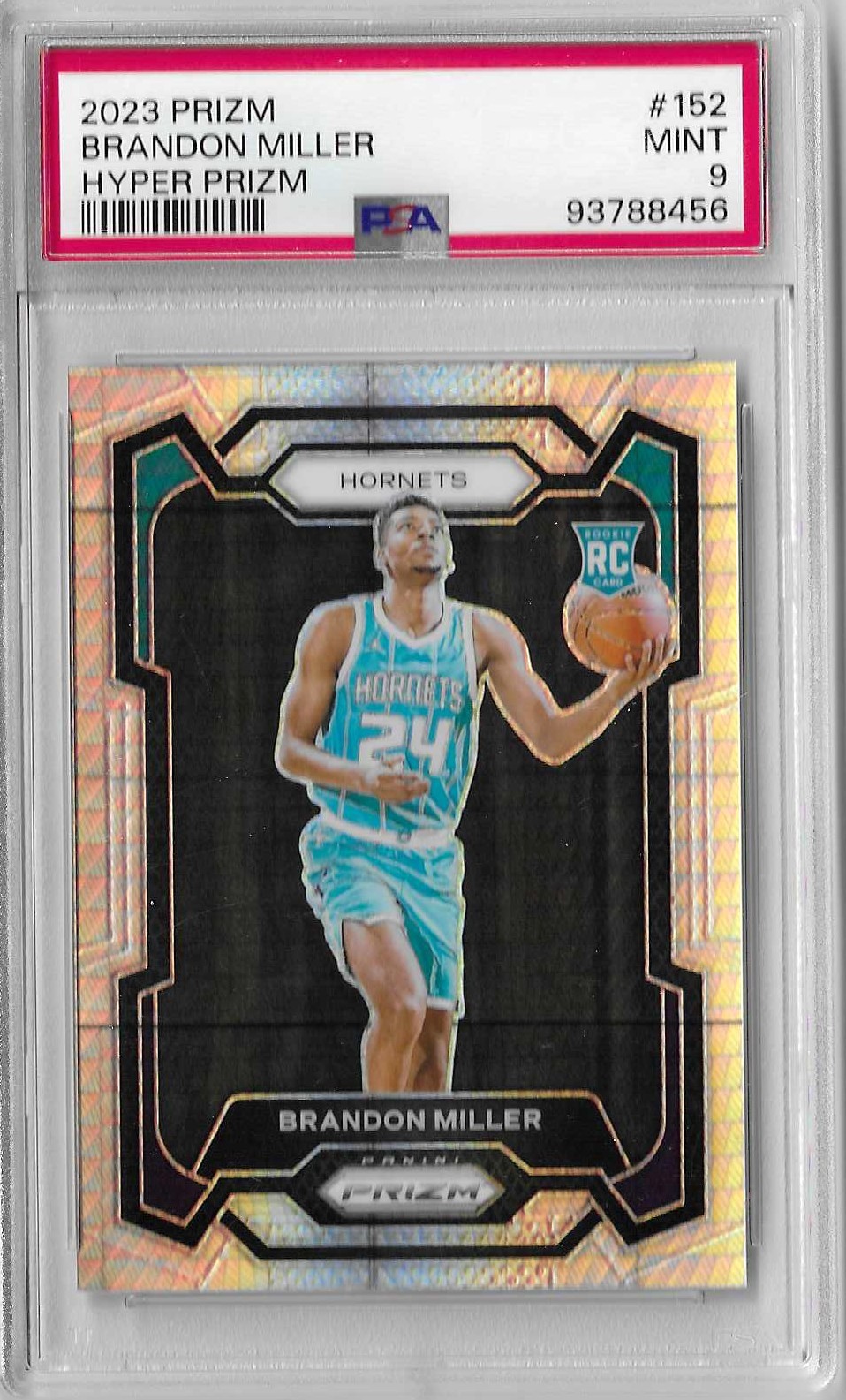 2023-24 Panini Prizm Prizms Hyper #152 Brandon Miller PSA 9