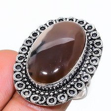 Natural Montana Agate Gemstone 925 Sterling Silver Jewelry Ring Size 6.5 US 