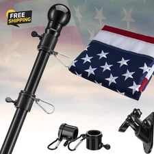 American Flag with Pole 5Ft Heavy Duty Non-Tangle Flag Pole Holder for outside
