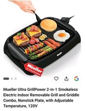 Mueller Ultra Grill Power 2 en 1 eléctrico sin humo Interior Extraíble + Plancha NUEVO