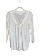 NWT The Loft Women s Light Knit Sweater 3/4 Sleeve Twist Front Large