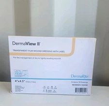 DermaView II Transparent Film Dressing 4 x 4.5" Sterile 50 Count  Exp 5/26