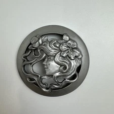 Vintage Seagull Pewter Canada Potpourri Jar Lid long haired lady face 1988