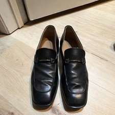 Salvatore Ferragamo Ferro Black Leather Square Toe Loafers Men s 9.5 E