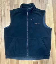 Simms Fishing Gore Windstopper Fleece Vest Medium Black Full Zip Outdoors VGUC