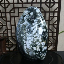 B3902-4080g Amazing Orbicular Ocean Jasper Agate Small Druzy Slab Crystal Reiki