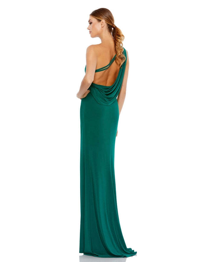 Mac Duggal 26512 One Shoulder Jersey Sheath Gown Sz 2