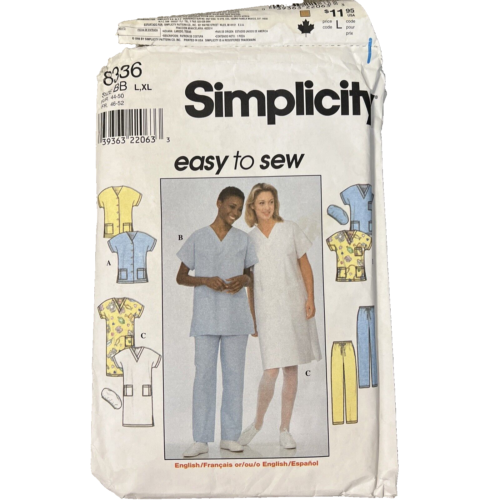 Simplicity Pattern 8336 leicht zu nähen Lagenlook Kleid Tunika Arzt Krankenschwester Kostüm UC - Bild 1 von 2