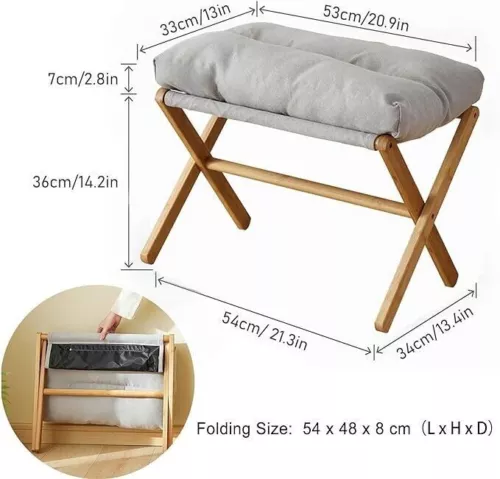 UnderDesk Footstool Chair Stool Rectangle Padded Rest Seat Pouffe Bamboo Legs UK - Picture 13 of 14