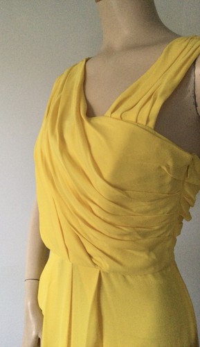 NEW BOSS Hugo Boss Drapira Bright Yellow Draped Dress (Size 8) - $1135.00 - Picture 7 of 12