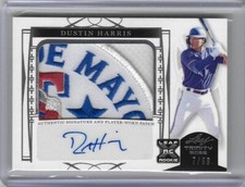 2022 Leaf Trinity Dustin Harris XRC Silver Foil Premium Patch Auto 7/99 Rangers