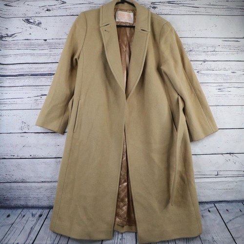 Pendleton Long Wool Coat Womens S Open Belted Vintage 80s Classic Collared - Picture 12 of 24