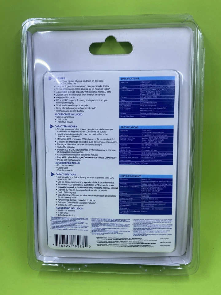 NIB Coby MP828-8GRED 8 GB 2.8-Inch Video MP3 Player with FM Radio - Red - Image 2 of 2