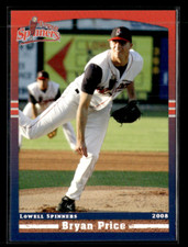 Bryan Price 2008 Lowell Spinners Team Set