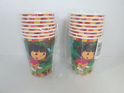 DORA THE EXPLORER HOT / COLD CUPS  8 Pk - LOT OF 2 PACKAGES - PARTY SUPPLIES