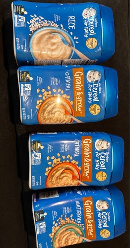 4 pack variety Gerber Baby Cereal 8 Oz each.flavors: Oatmeal, Rice, & Multigrain