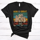 Vintage Retro God Is Great Dogs Are Good People Crazy Christian Dog T-Shirt, Mug